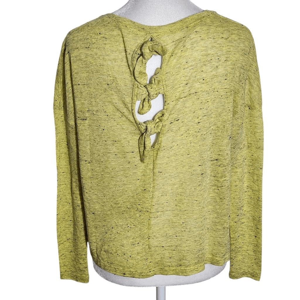 Maronie Green Knit Boxy Fit Slub Tee with Tie Back Size Small Lime Green Top