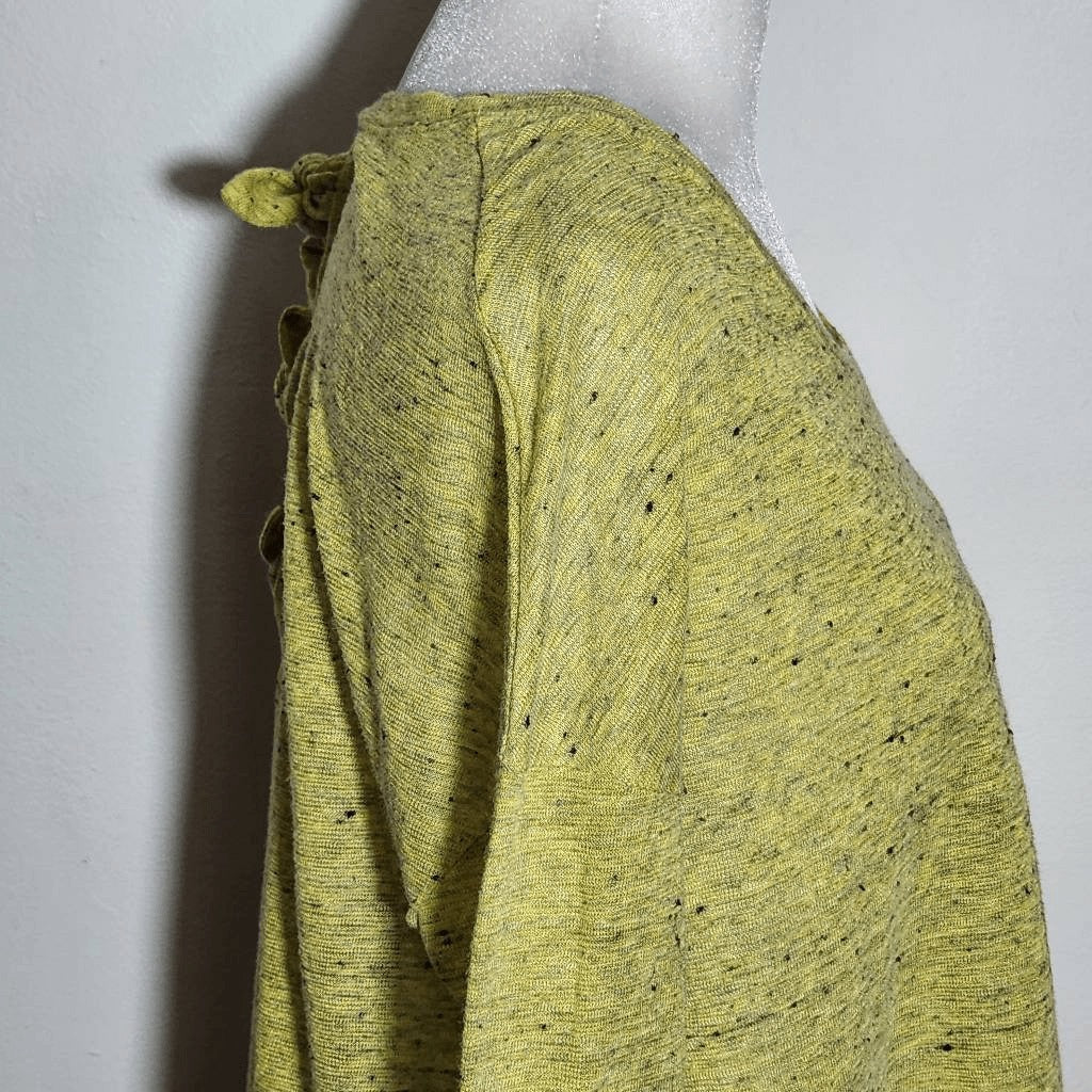 Maronie Green Knit Boxy Fit Slub Tee with Tie Back Size Small Lime Green Top