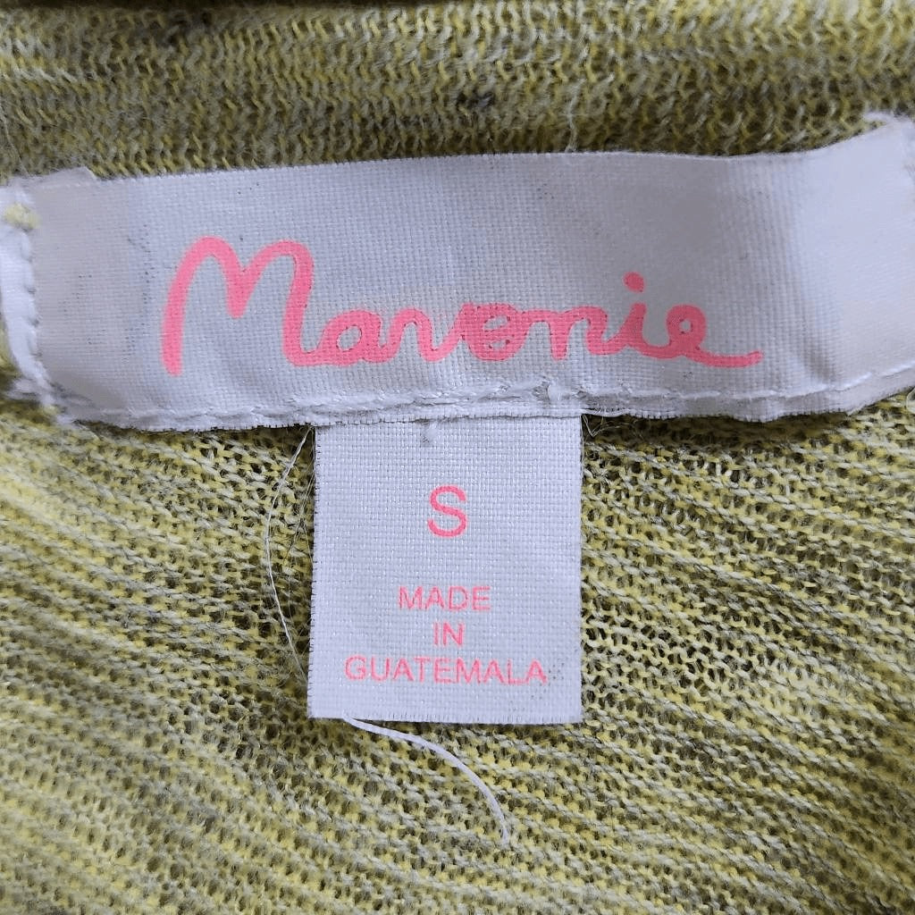 Maronie Green Knit Boxy Fit Slub Tee with Tie Back Size Small Lime Green Top