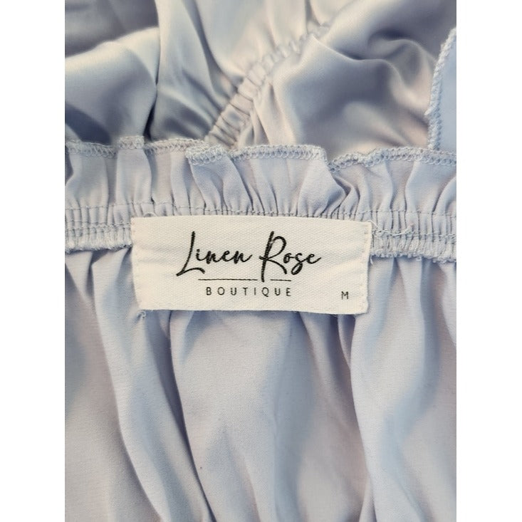 Linen Rose Light Blue Satin Sleeveless Crop Top Size Medium