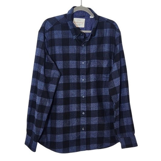 Weatherproof Vintage Men's Blue Check Flannel Shirt Size XL Blue Flannel Shirt