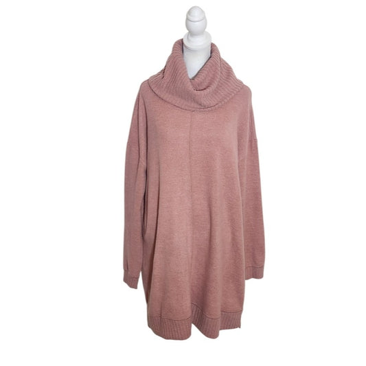 Lulus Autumn Daze Mauve Pink Cowl Neck Mini Sweater Dress Size Medium