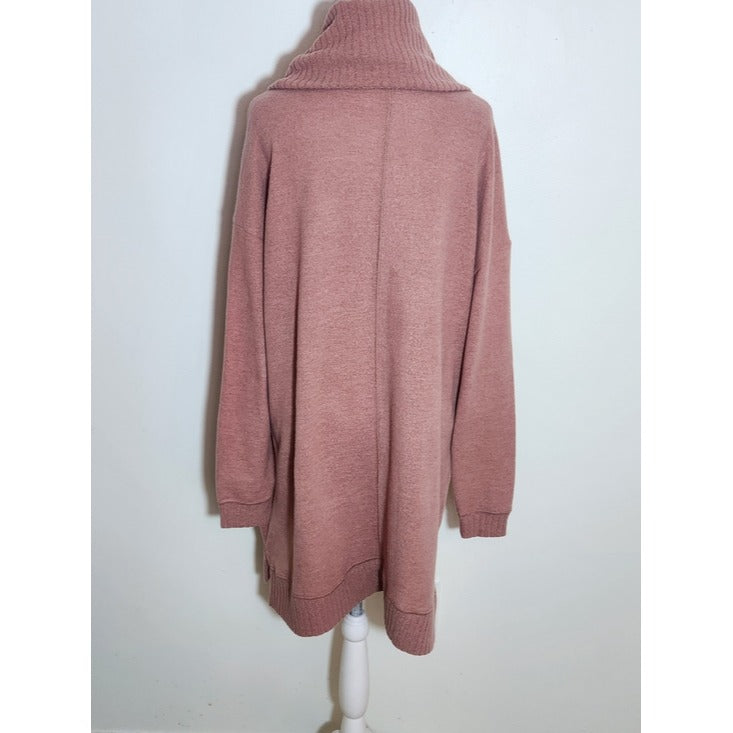 Lulus Autumn Daze Mauve Pink Cowl Neck Mini Sweater Dress Size Medium