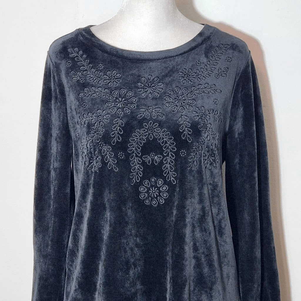Lilly Pulitzer Black Embroidered Sweatshirt Size Small Rami Velour Sweatshirt