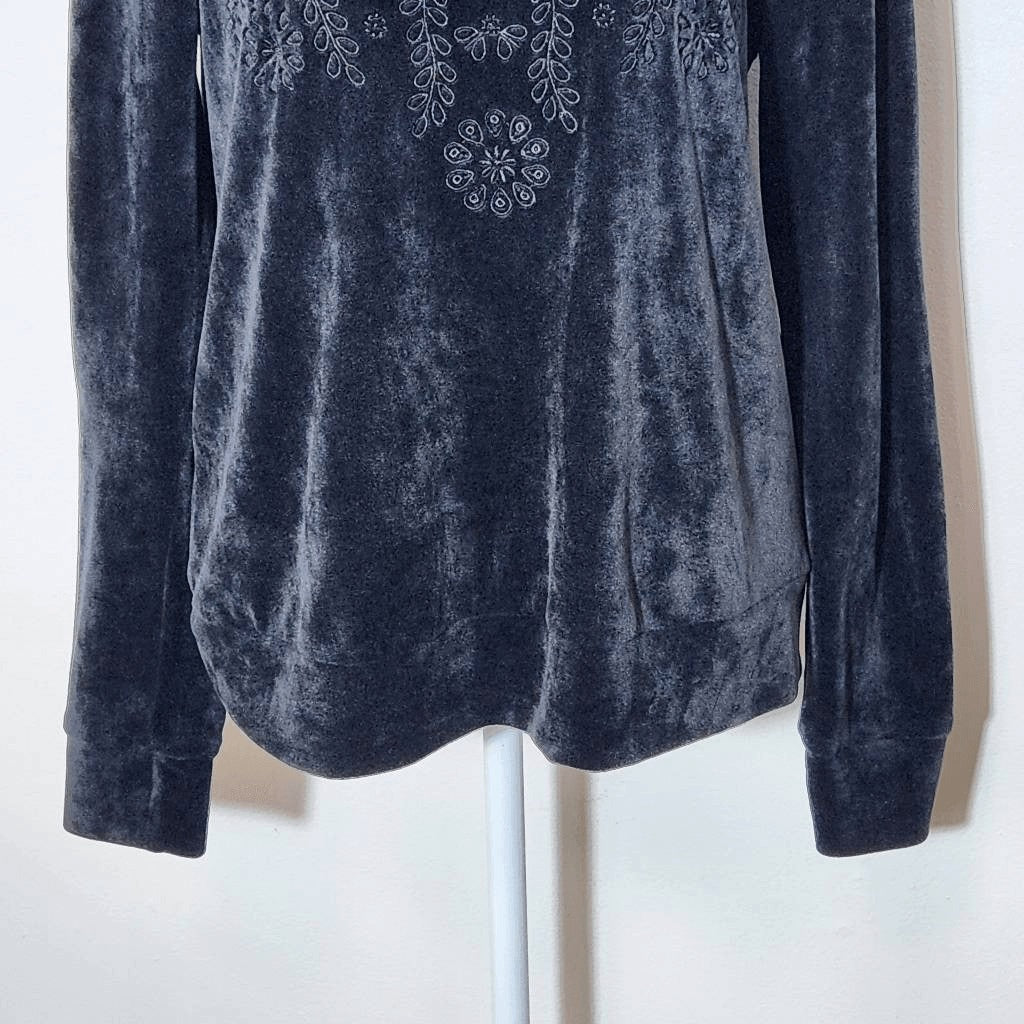 Lilly Pulitzer Black Embroidered Sweatshirt Size Small Rami Velour Sweatshirt
