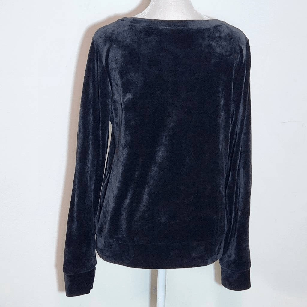 Lilly Pulitzer Black Embroidered Sweatshirt Size Small Rami Velour Sweatshirt