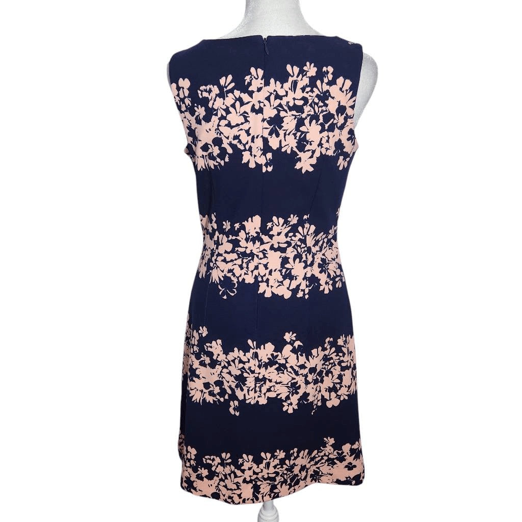 Banana Republic Navy Floral Sleeveless Sheath Dress Size 2 Wedding Guest Dress