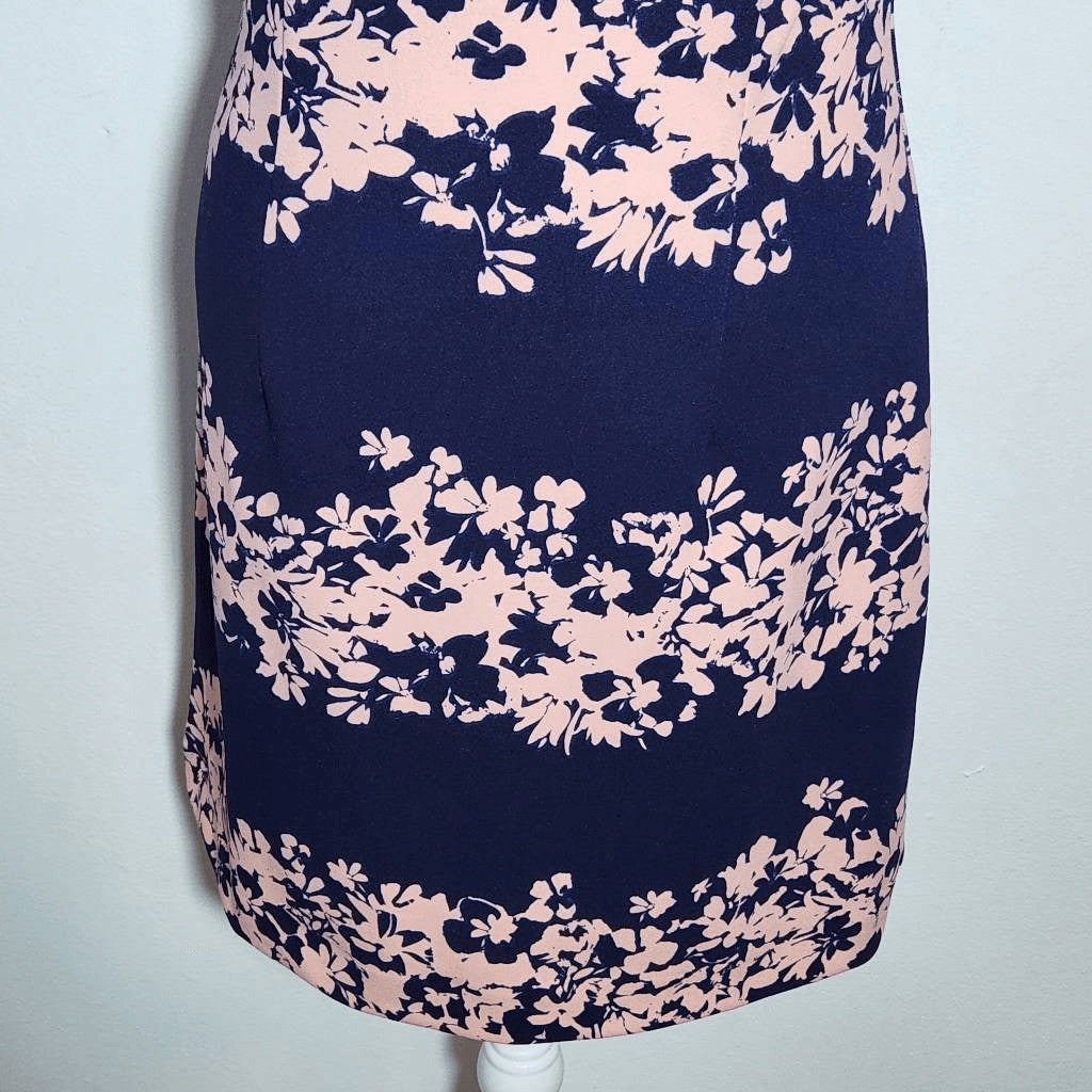 Banana Republic Navy Floral Sleeveless Sheath Dress Size 2 Wedding Guest Dress