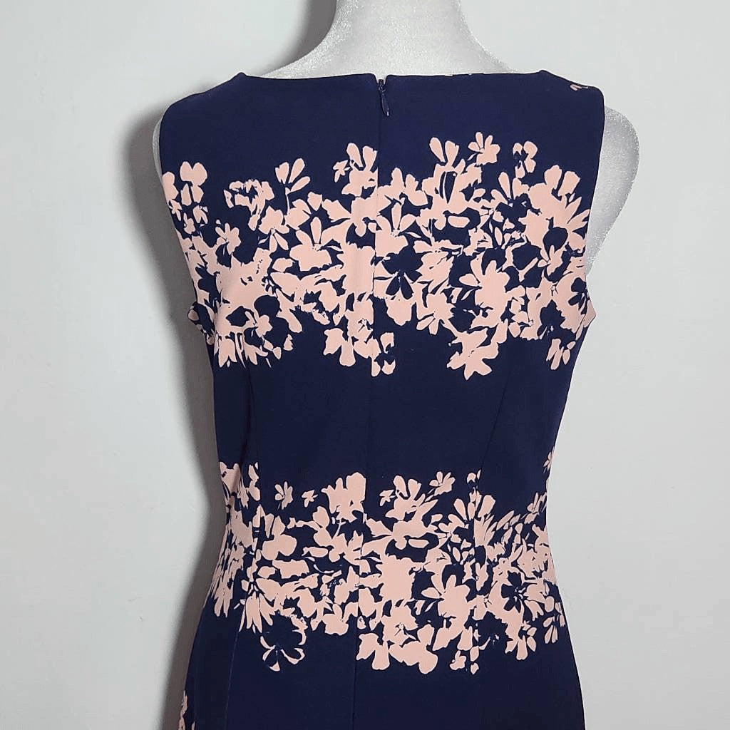 Banana Republic Navy Floral Sleeveless Sheath Dress Size 2 Wedding Guest Dress