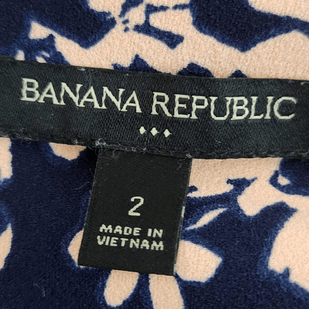 Banana Republic Navy Floral Sleeveless Sheath Dress Size 2 Wedding Guest Dress