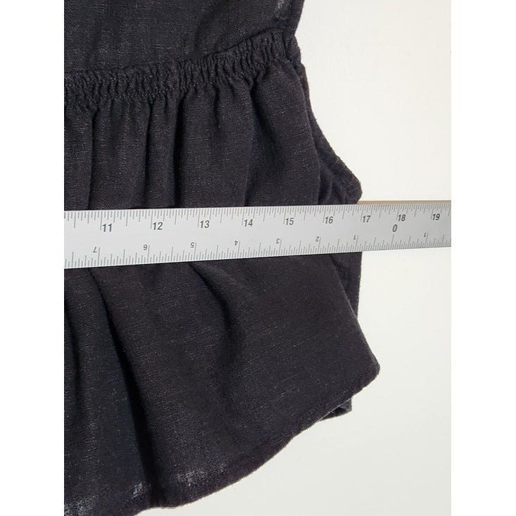 Le Lis Linen Blend Black Cropped Ruffle Top Size Medium Flaw