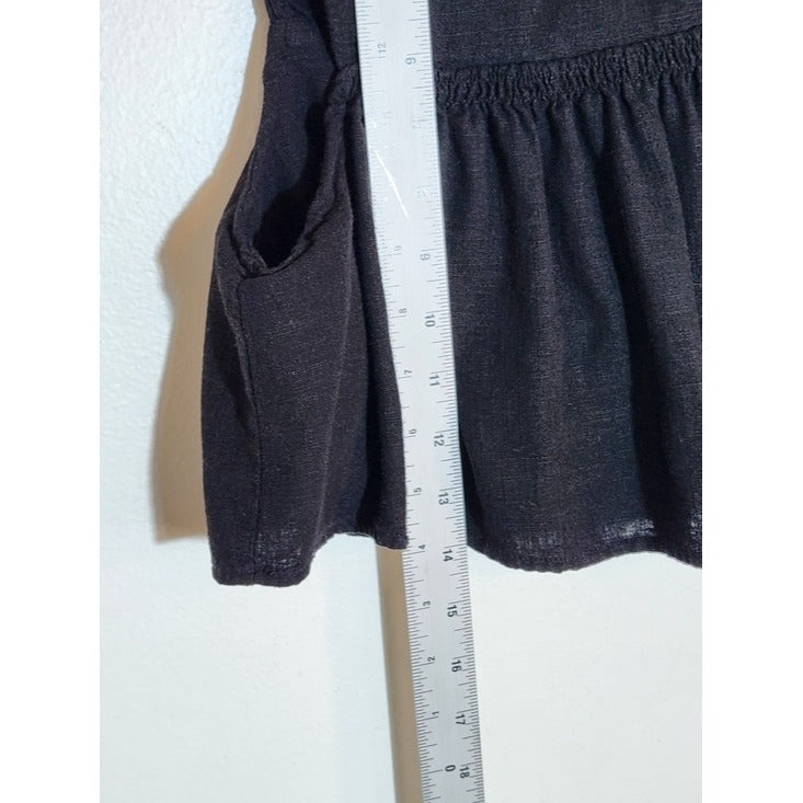 Le Lis Linen Blend Black Cropped Ruffle Top Size Medium Flaw