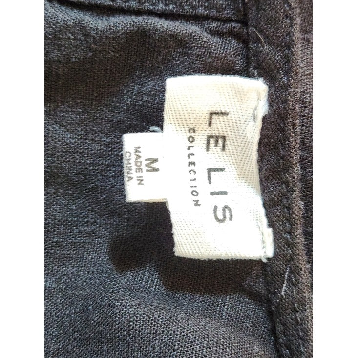 Le Lis Linen Blend Black Cropped Ruffle Top Size Medium Flaw