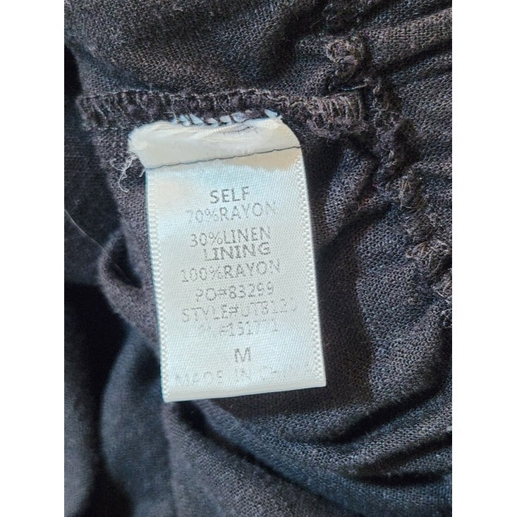 Le Lis Linen Blend Black Cropped Ruffle Top Size Medium Flaw