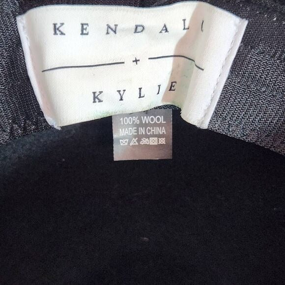 Kendall and Kylie Black Wool Fedora Hat with Faux Leather Trim One Size