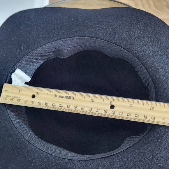 Kendall and Kylie Black Wool Fedora Hat with Faux Leather Trim One Size