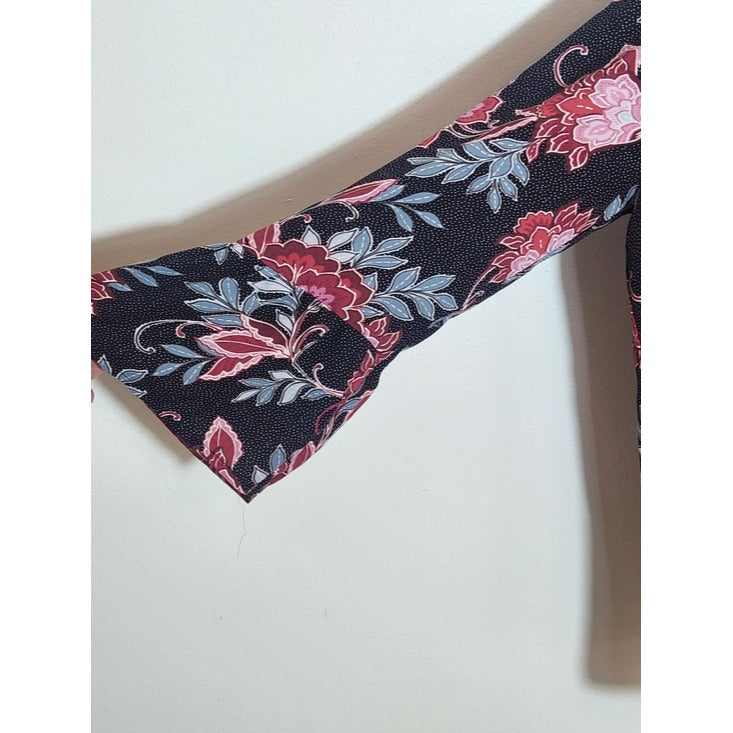 LOFT Black and Pink Floral Blouse Size Medium