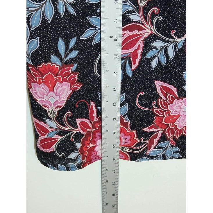 LOFT Black and Pink Floral Blouse Size Medium