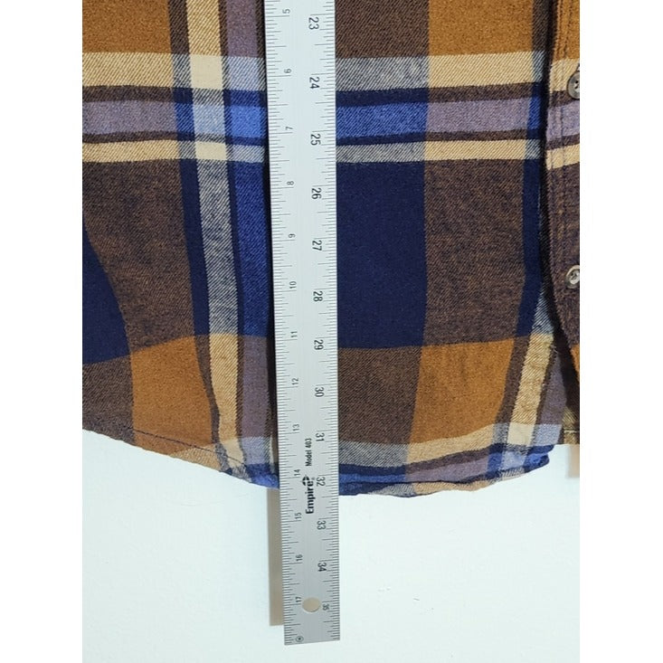 George Brown and Blue Plaid Flannel Shirt Size XL Tall