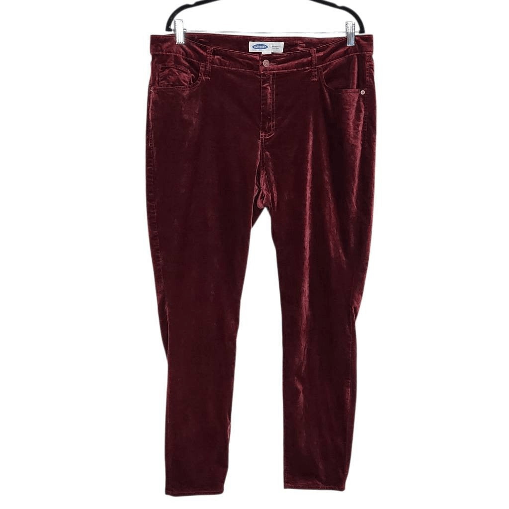 Old Navy Oxblood Velvet Jeans Size 16 Burgundy Velvet Pants