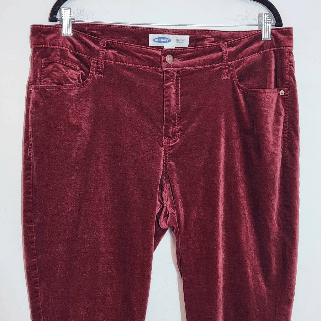 Old Navy Oxblood Velvet Jeans Size 16 Burgundy Velvet Pants