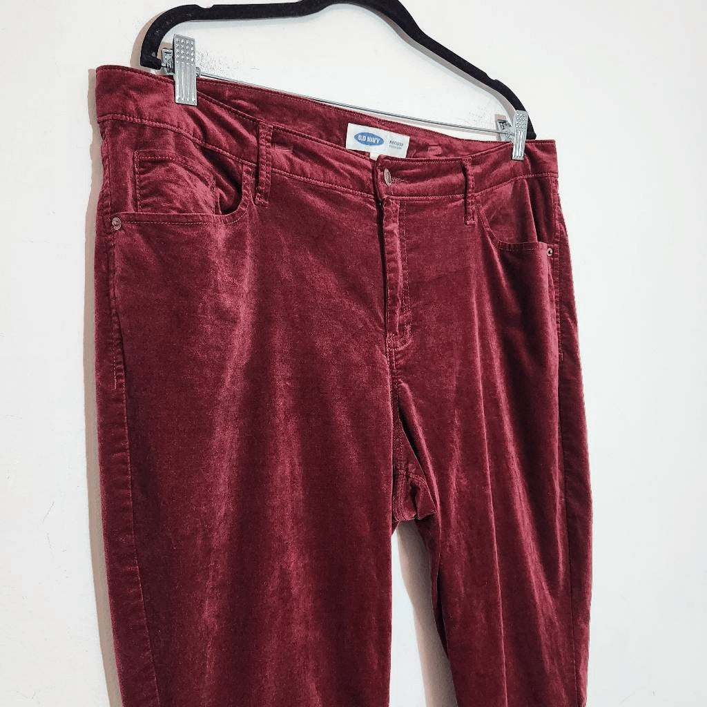 Old Navy Oxblood Velvet Jeans Size 16 Burgundy Velvet Pants