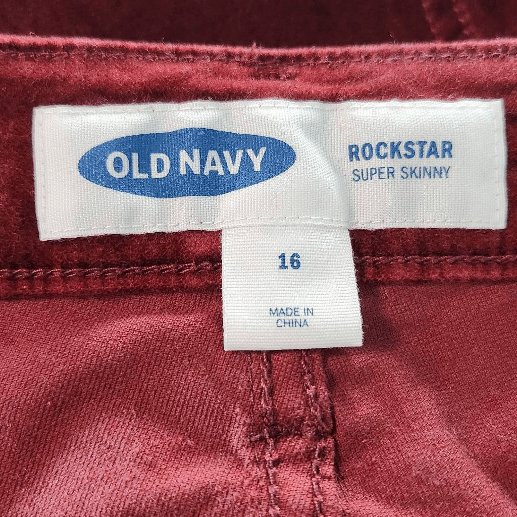 Old Navy Oxblood Velvet Jeans Size 16 Burgundy Velvet Pants