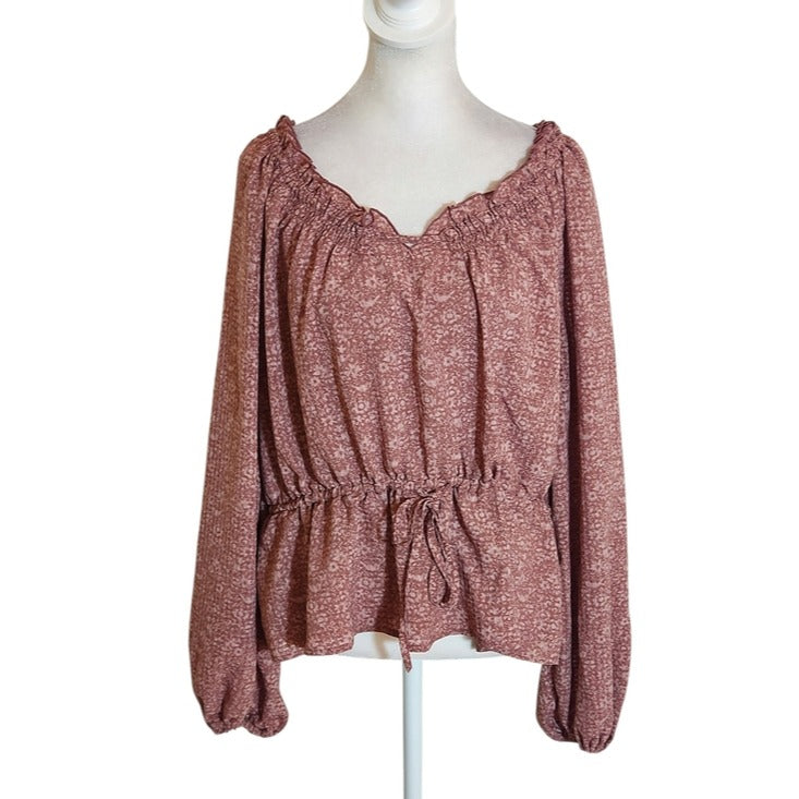 Universal Thread Pink Print Boho Blouse Size XL