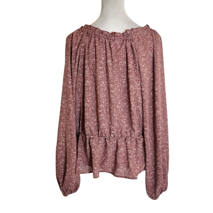 Universal Thread Pink Print Boho Blouse Size XL