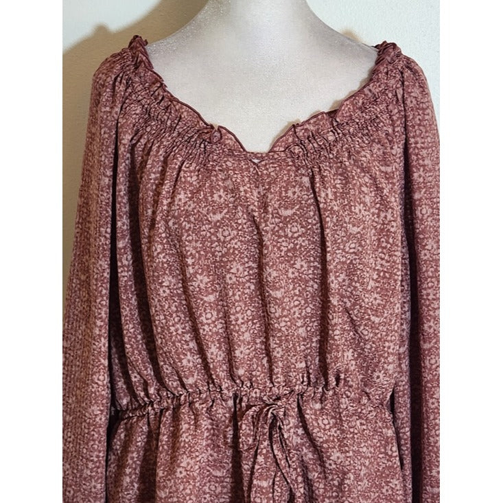 Universal Thread Pink Print Boho Blouse Size XL