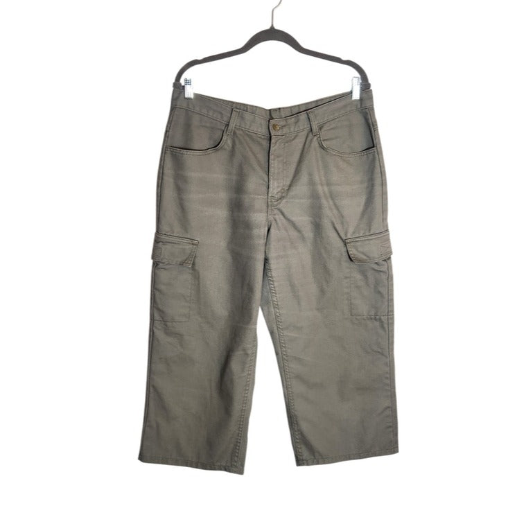 Lee Riders Olive Green Wide Leg Cargo Cropped Jeans Size 16