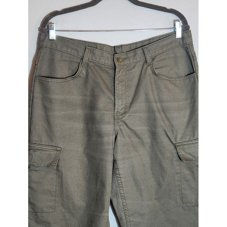 Lee Riders Olive Green Wide Leg Cargo Cropped Jeans Size 16