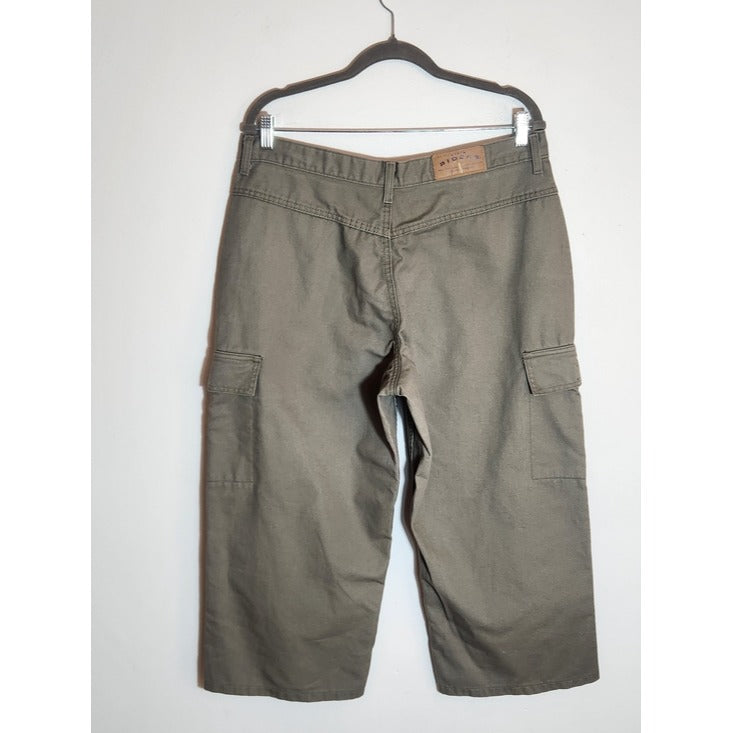 Lee Riders Olive Green Wide Leg Cargo Cropped Jeans Size 16