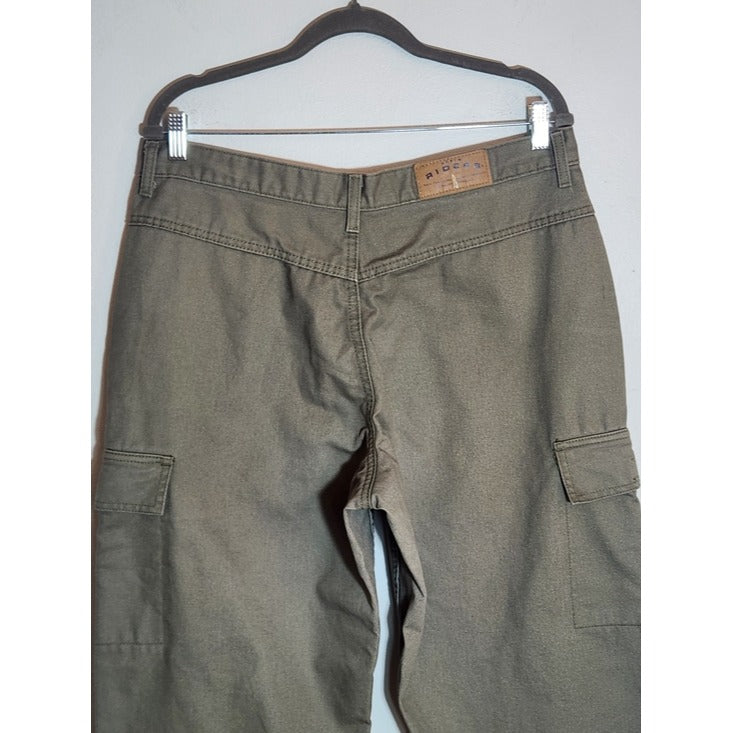 Lee Riders Olive Green Wide Leg Cargo Cropped Jeans Size 16