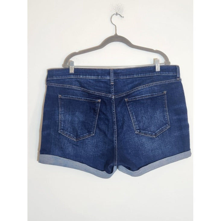 Old Navy Dark Wash Boyfriend Mid-Rise Distressed Denim Shorts Size 18