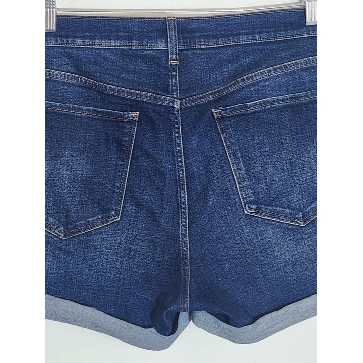 Old Navy Dark Wash Boyfriend Mid-Rise Distressed Denim Shorts Size 18