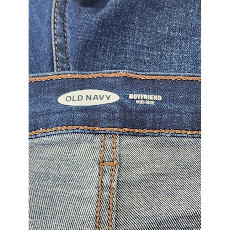 Old Navy Dark Wash Boyfriend Mid-Rise Distressed Denim Shorts Size 18