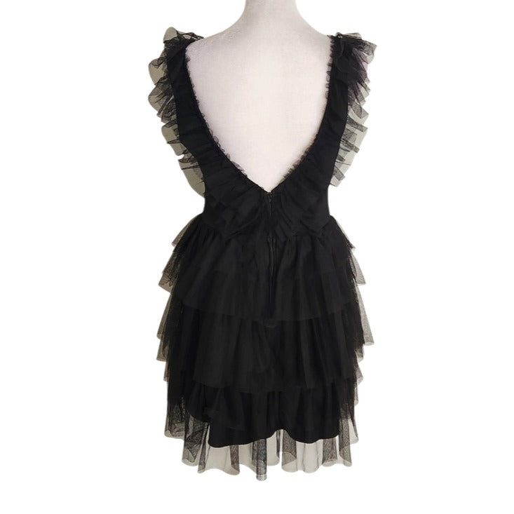 City Vibe Black Layered Tulle Mini Cocktail Dress Size 3