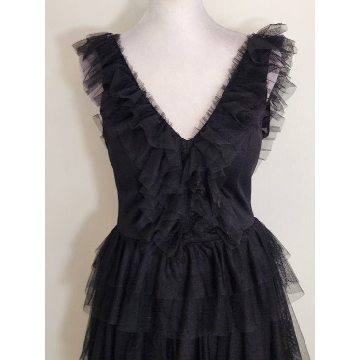 City Vibe Black Layered Tulle Mini Cocktail Dress Size 3