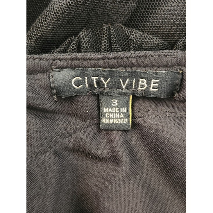 City Vibe Black Layered Tulle Mini Cocktail Dress Size 3
