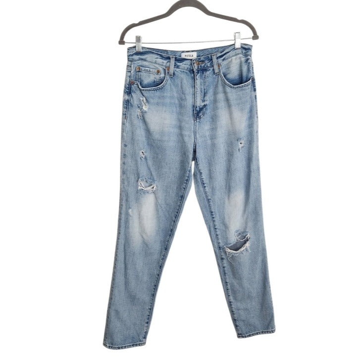Pistola Light Wash Distressed Straight Leg Jeans Size 28