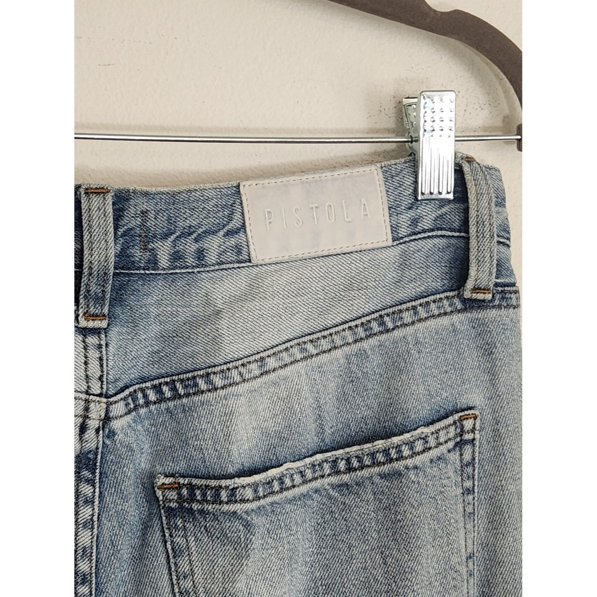 Pistola Light Wash Distressed Straight Leg Jeans Size 28