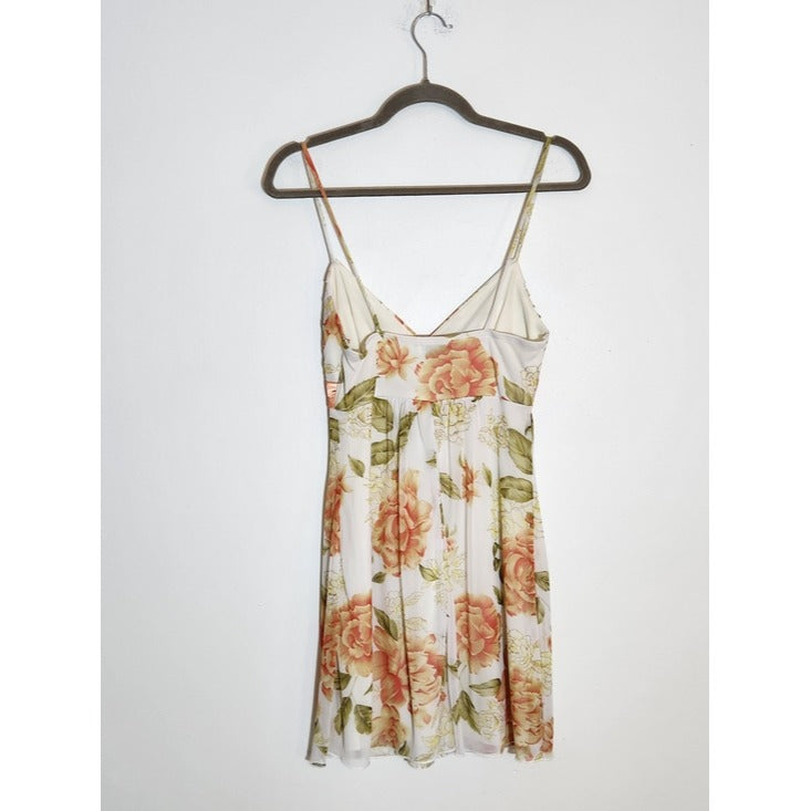 Trixxi Cream and Orange Floral Slip Dress Size Small Wedding Guest Dress