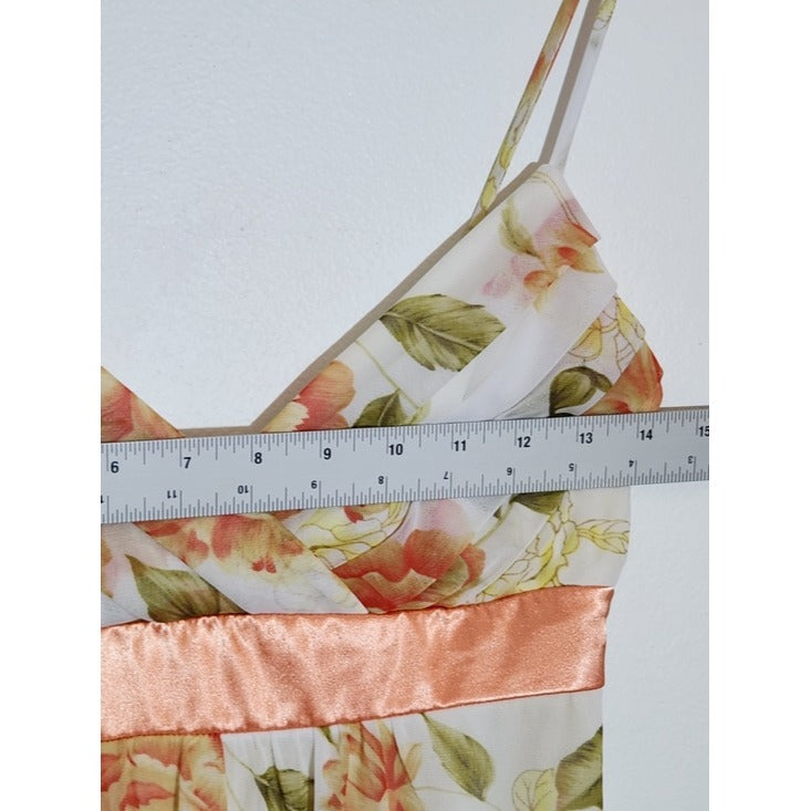 Trixxi Cream and Orange Floral Slip Dress Size Small Wedding Guest Dress