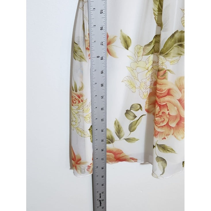 Trixxi Cream and Orange Floral Slip Dress Size Small Wedding Guest Dress