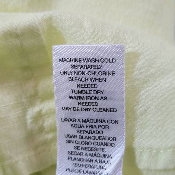 Chico's Lime Green Semi-Sheer Cotton Button-Up Blouse Size Large