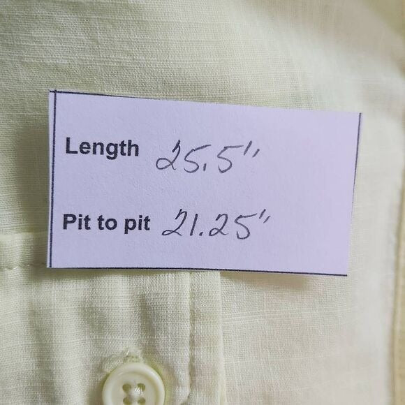 Chico's Lime Green Semi-Sheer Cotton Button-Up Blouse Size Large