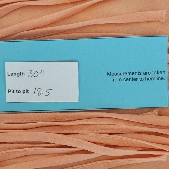 Kate Peach Sleeveless Mini Shift Dress with Fringe Detail Size Large