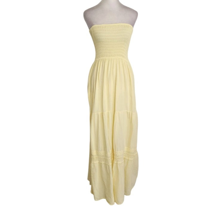 Sea Spice Yellow Boho Strapless Maxi Dress Size XL