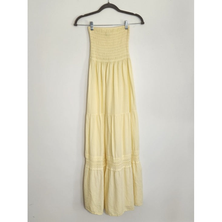 Sea Spice Yellow Boho Strapless Maxi Dress Size XL